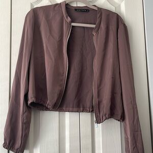 Dynamite Satin cropped bomber jacket